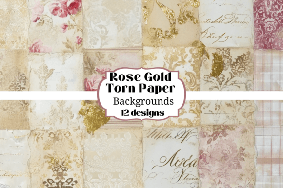 12 Rose Gold Pink Torn Paper Backgrounds for Your Projects