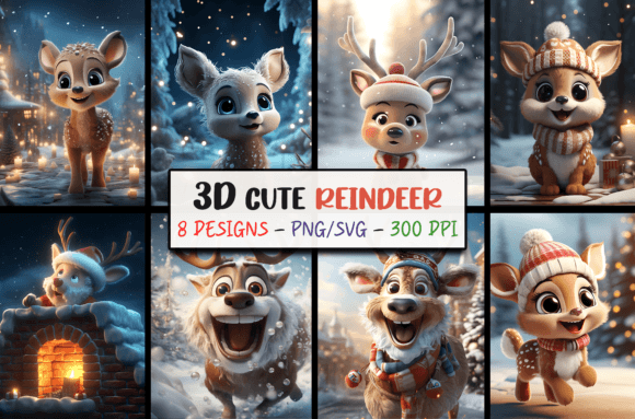 3D Christmas Backgrounds - Reindeer SVG: Elevate Your Holiday Projects