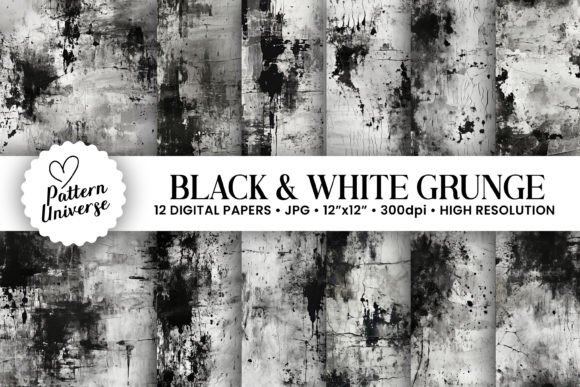 Black & White Grunge Texture Backgrounds for Modern Design