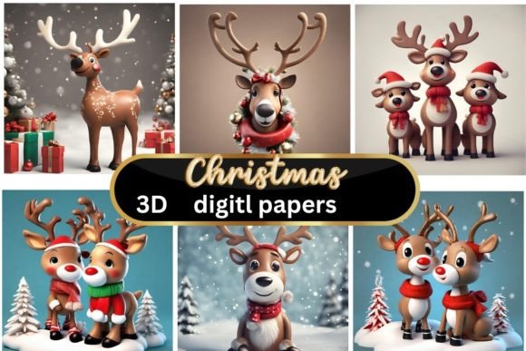 Christmas 3D Backgrounds - Reindeer: Festive Depth for Your Designs