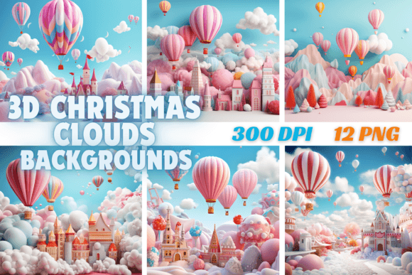 Elevate Your Holiday Design with 3D Christmas Clouds Backgrounds