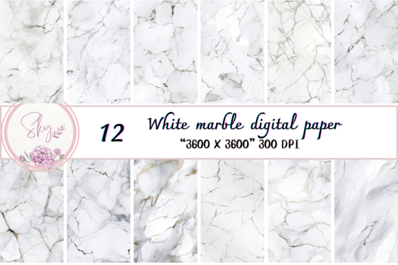 Elevate Your Projects with White Marble Digital Paper