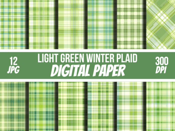 Light Green Winter Plaid: A Cozy & Versatile Digital Paper